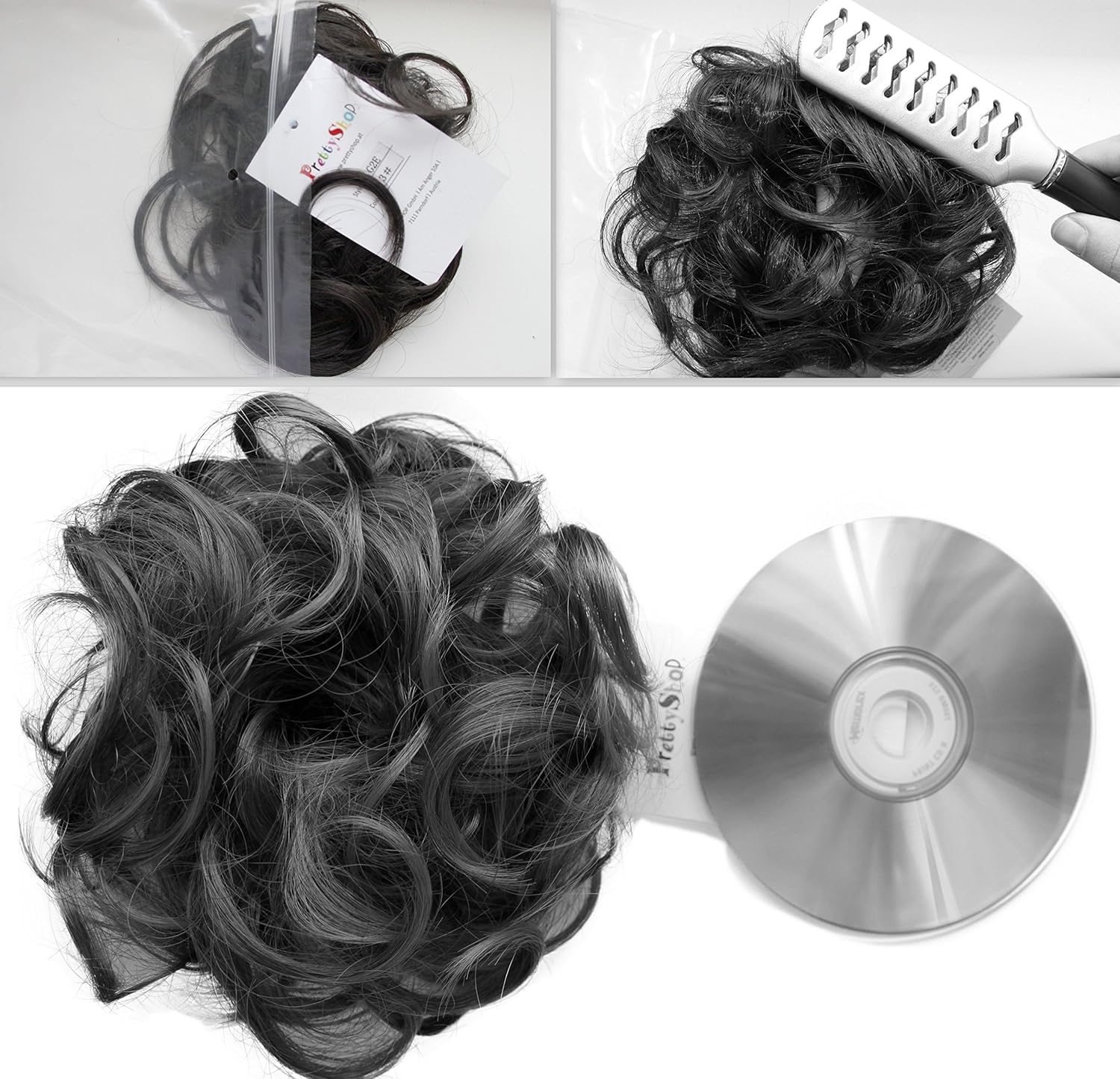 CAISHA Large Hairpiece Scrunchy Instant Updo Curly Messy Bun Brown G4E, brown #8 G4E, 15 cm x 6 cm - Image 3