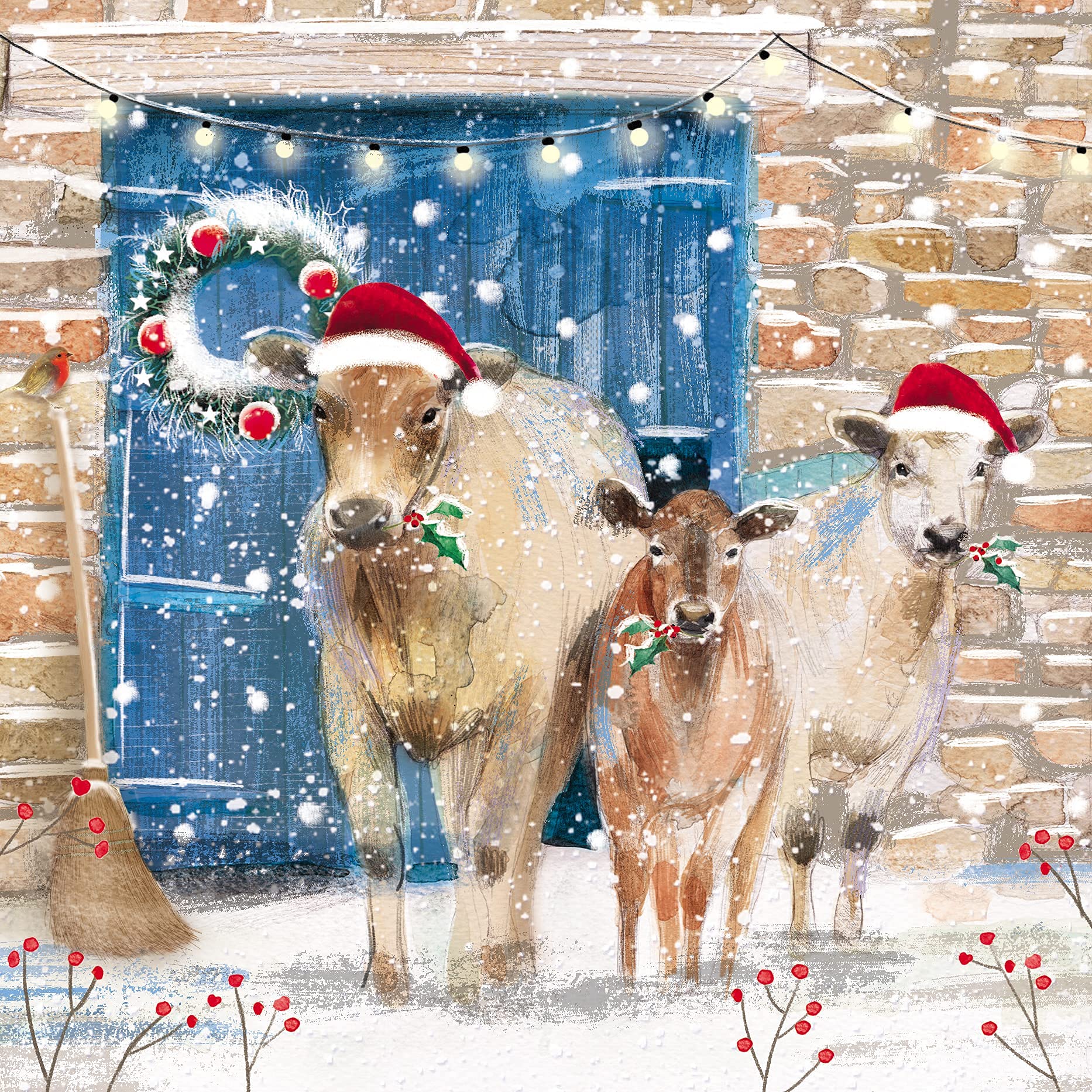 The Almanac Gallery Box of 16 Artistic Christmas Cards - Farmyard Animals - 16 Cards, 4 Each of 4 Stunning Designs