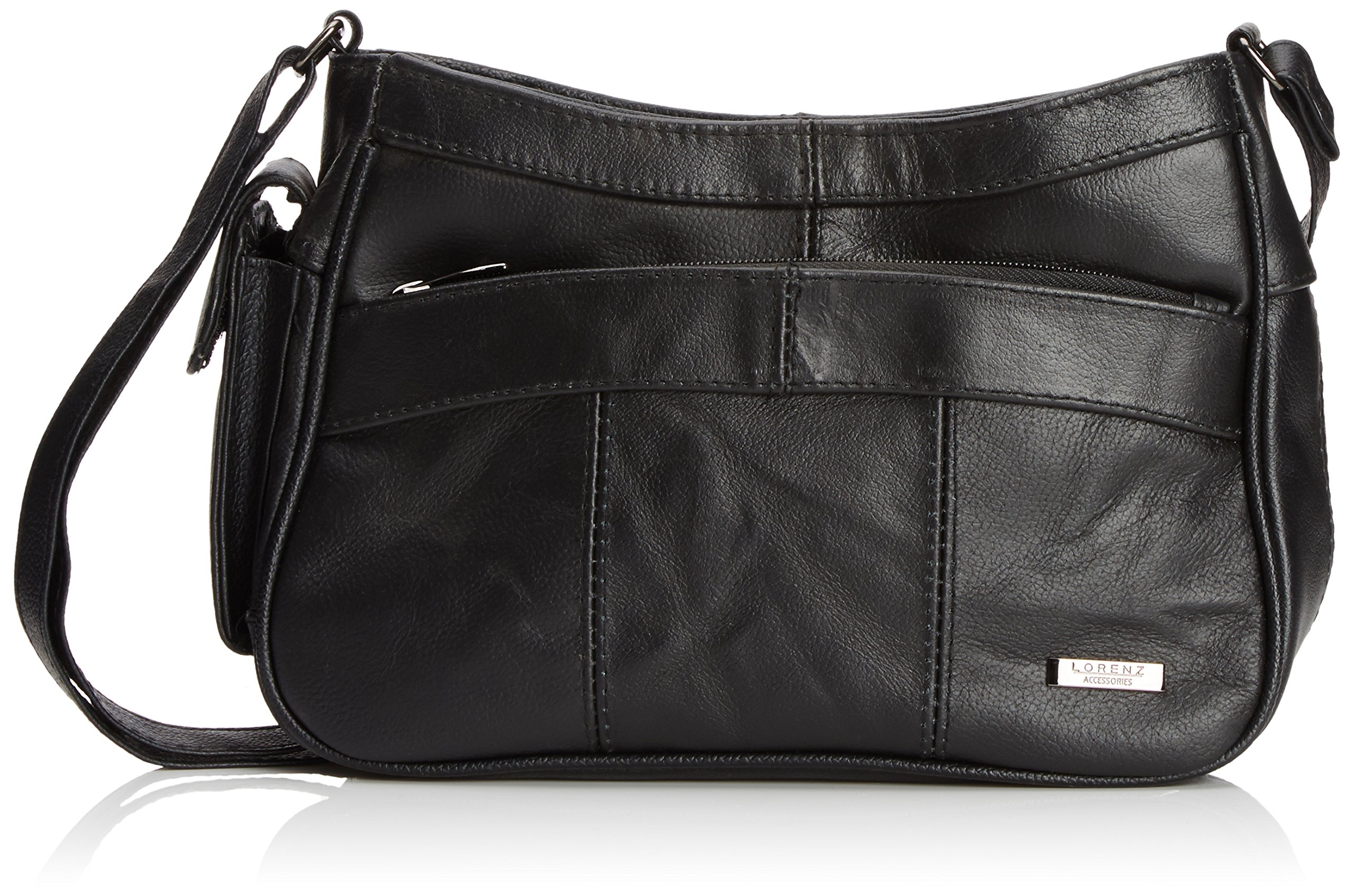 Lorenz Leather bag with twin top zips (Black)
