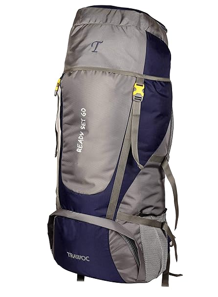 NOVICZ Trawoc Synthetic 55 Ltrs Travel Backpack for Outdoor Sport Camp Hiking Trekking Bag Camping Rucksack (Black)