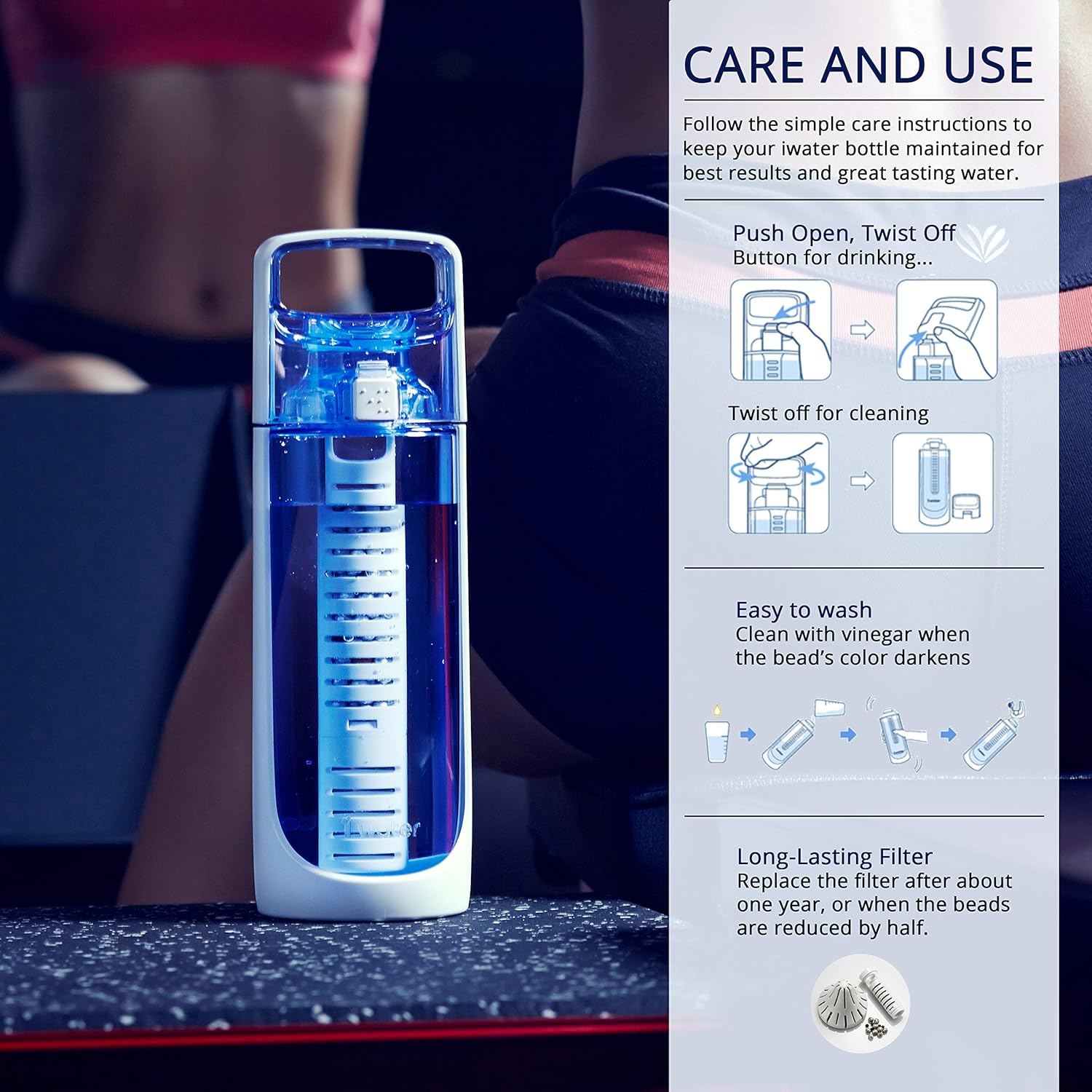 i-water Classic Portable 600 Alkaline Hydrogen Ionizer Bottle [600 ml/Blue]: Sports & Outdoors