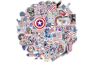BEATRI USA 4th of July Sticker 50Pcs American Patriotic Stickers Independence Day Vinyl Waterproof for Water Bottles Laptop Decals Stickers Decoration Laptop, Skateboard