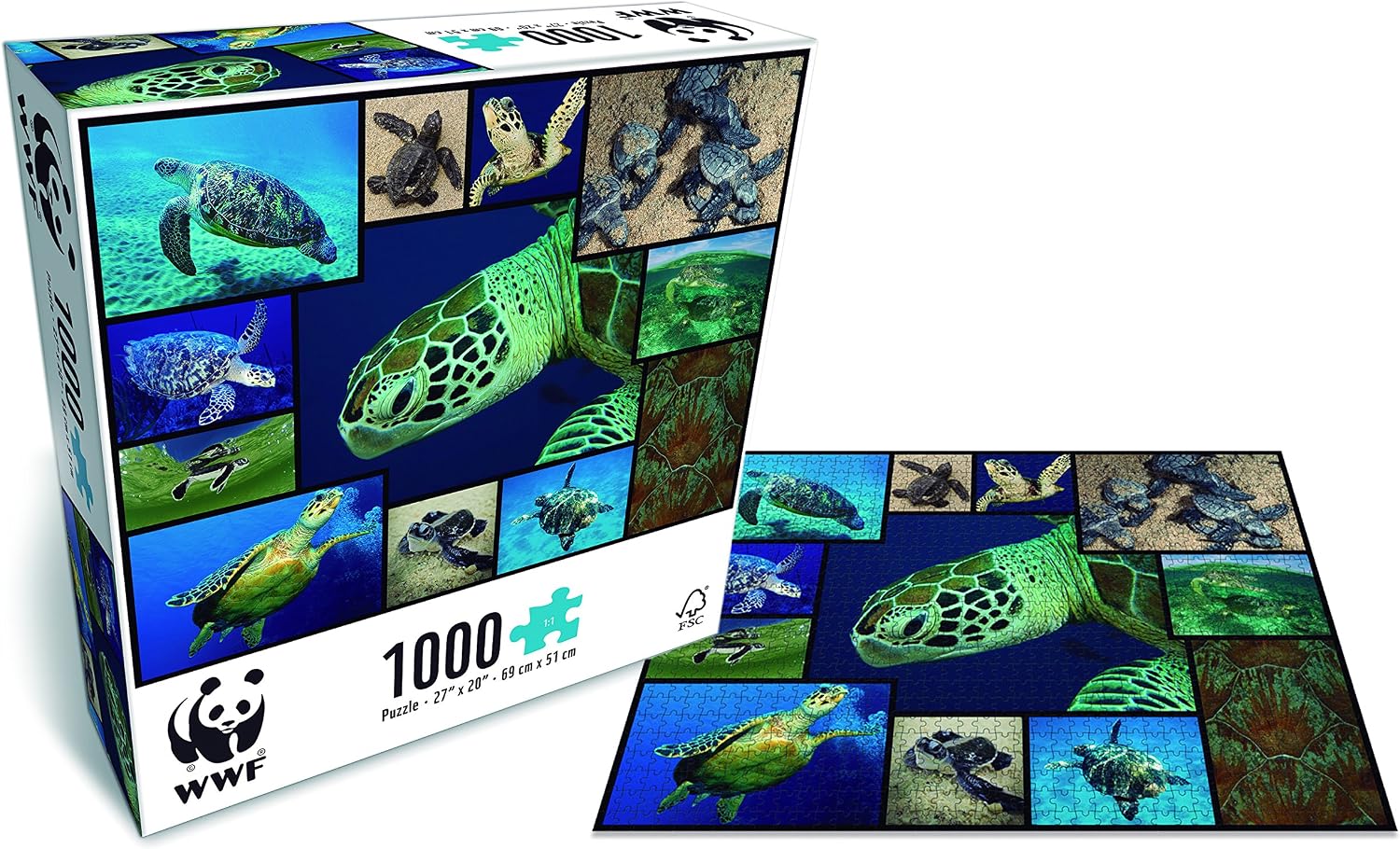 WWF Sea Turtles 1000 Piece Jigsaw Puzzle - Classic Wildlife Conservation Puzzle