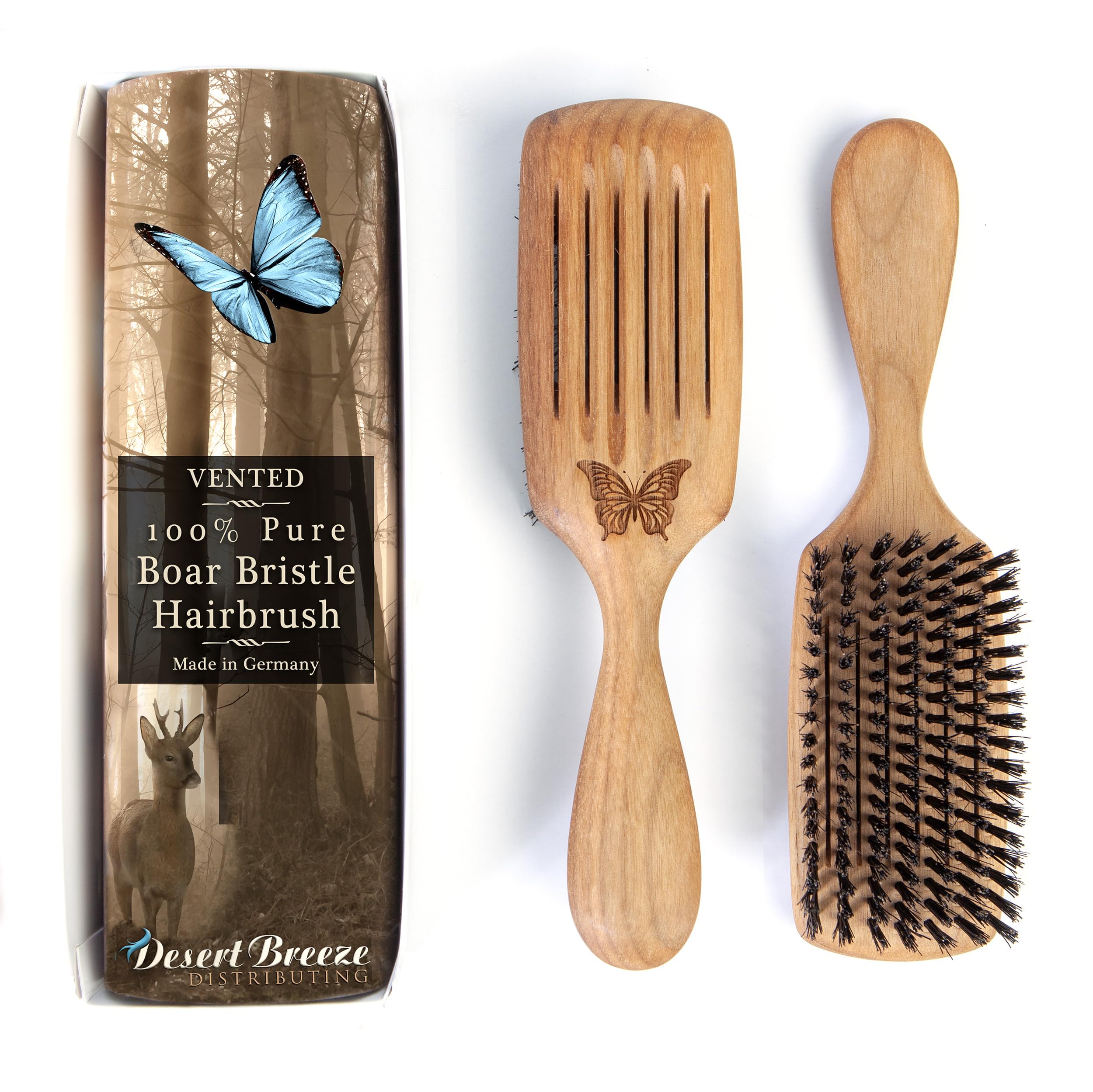 Photo 1 of 100% Pure Wild Boar Bristle, Vented Hair Brush, for Blow Drying and Natural Shine, Black Walnut Handle, Made in Germany