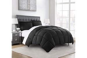 Chezmoi Collection 3-Piece Down Alternative Comforter Set (Queen, Black)