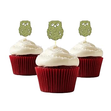 Decoracion Para Cupcakes Diseno De Buho Color Dorado 12 Unidades