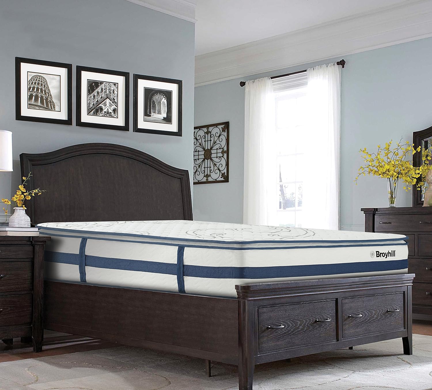 Broyhill Gloster Euro Sapphire Cooling Gel Memory Foam Hybrid Innerspring Mattress, 13" Queen