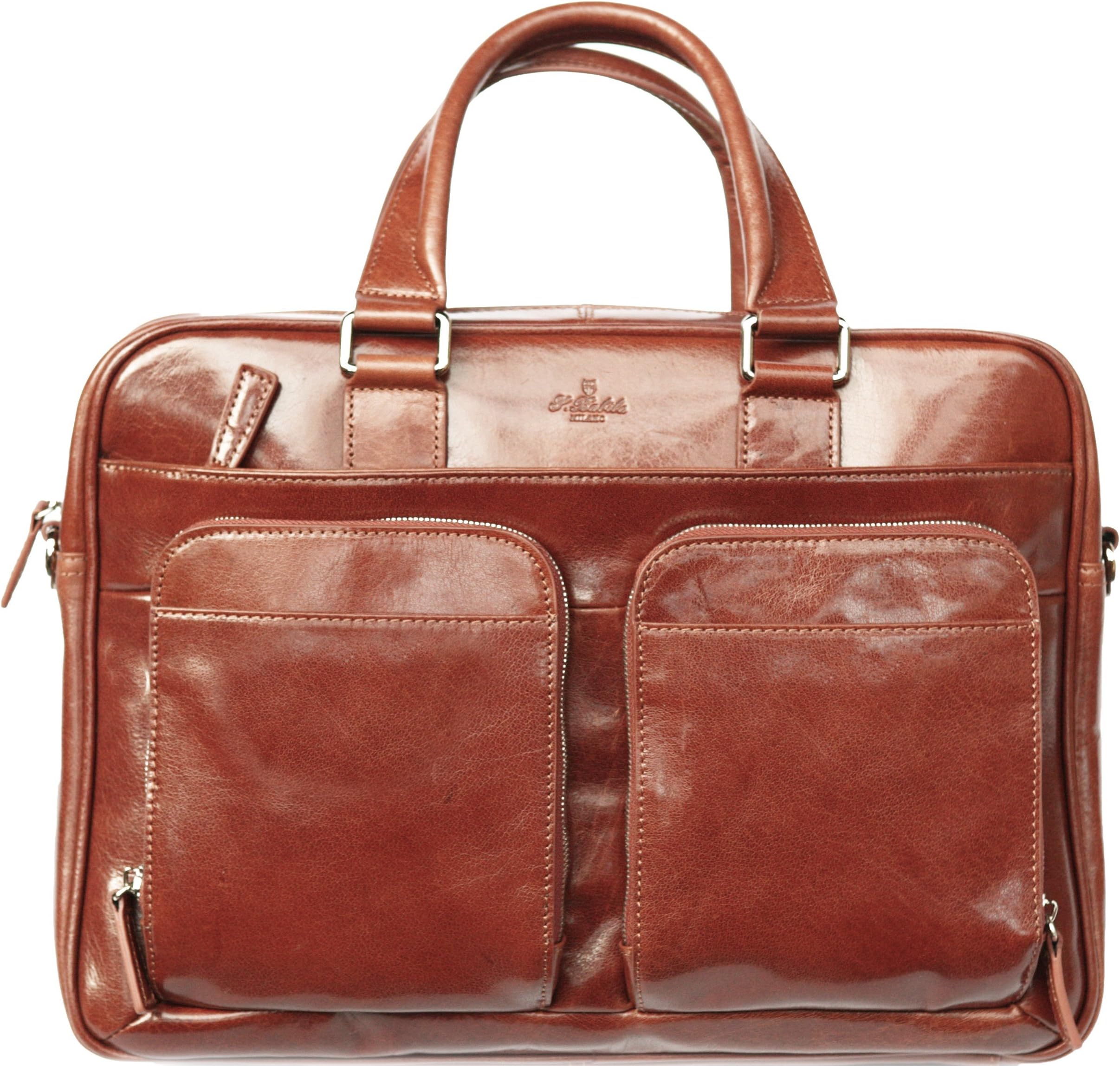 Top Grain Leather Laptop Briefcase 15 Inch Shoulder Business Bag with Strap