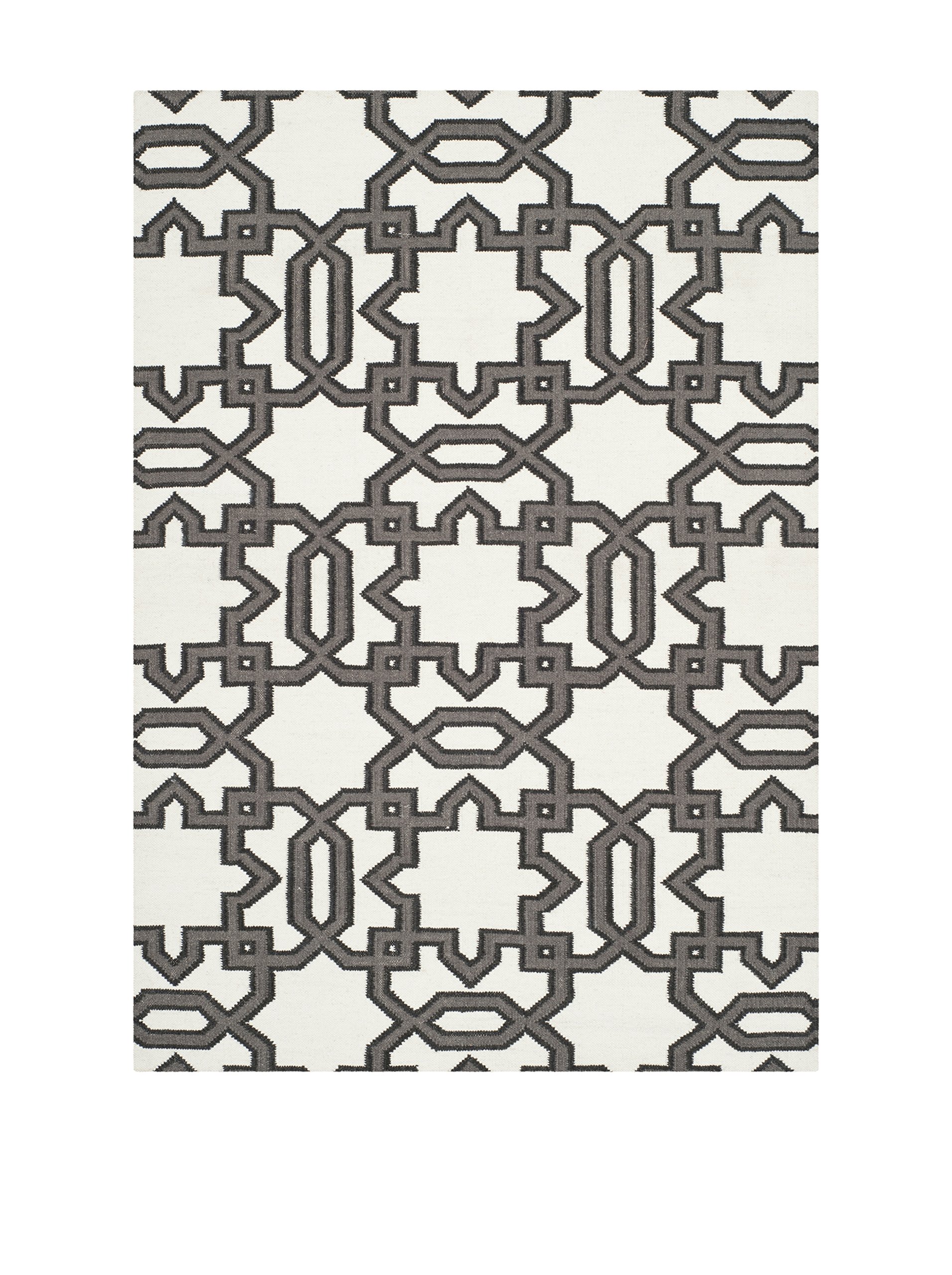 Safavieh Contemporary Indoor Flatweave Rectangle Area Rug, Dhurrie Collection, DHU751, in Ivory / Grey, 91 X 152 cm for Living Room, Bedroom or Any Indoor Space