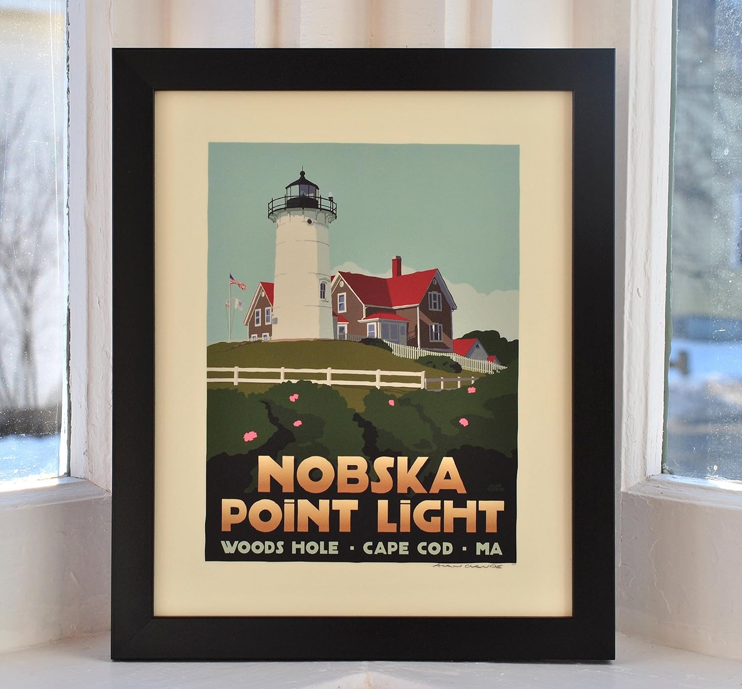 Amazon Com Nobska Point Lighthouse Cape Cod Framed Print 8x10