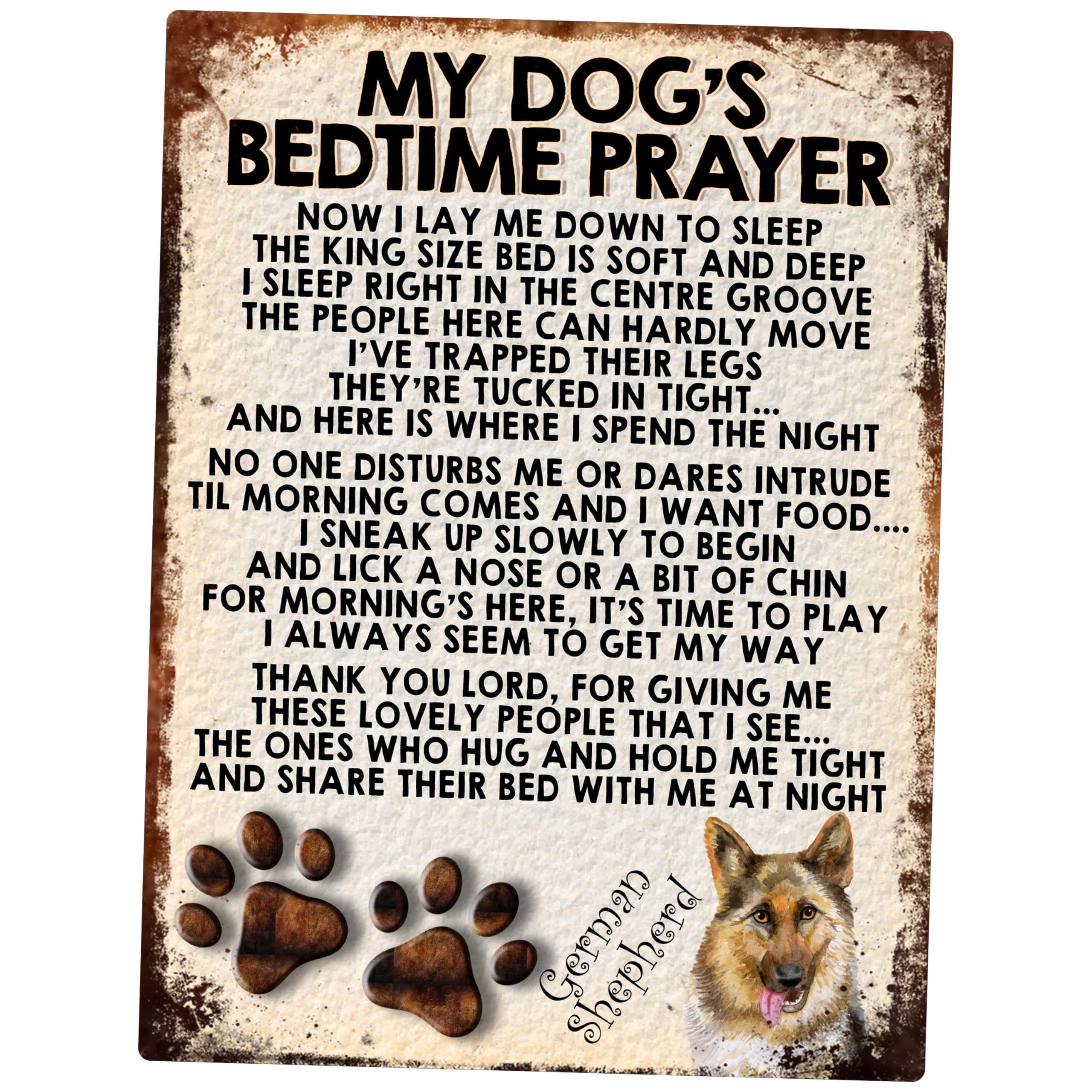 MY DOG'S BEDTIME PRAYER RETRO STYLE METAL TIN SIGN/PLAQUE (296DRS) German Shepherd