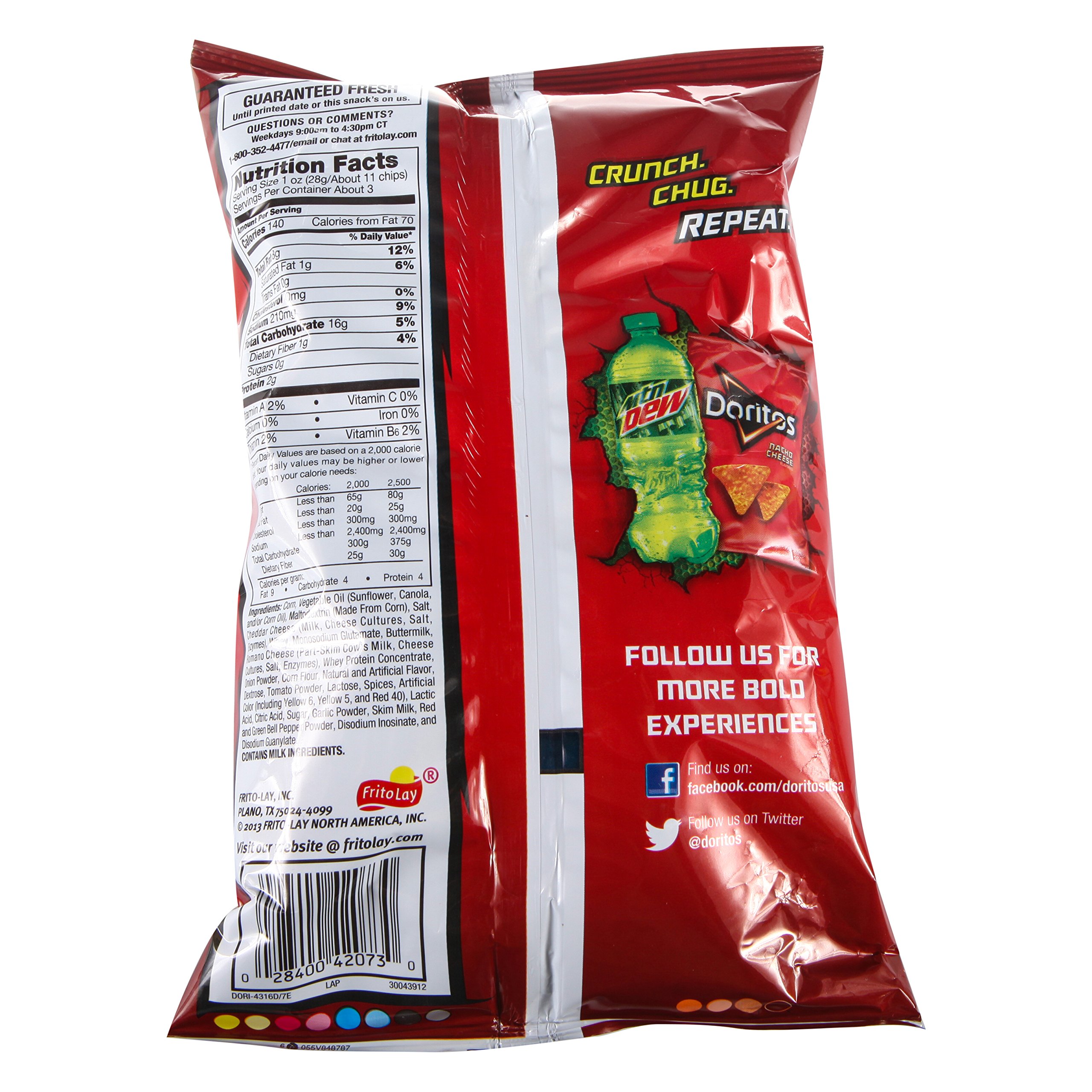 Doritos Flavored Tortilla Chips, Nacho Cheese, 3.125 Ounce (Pack of 24