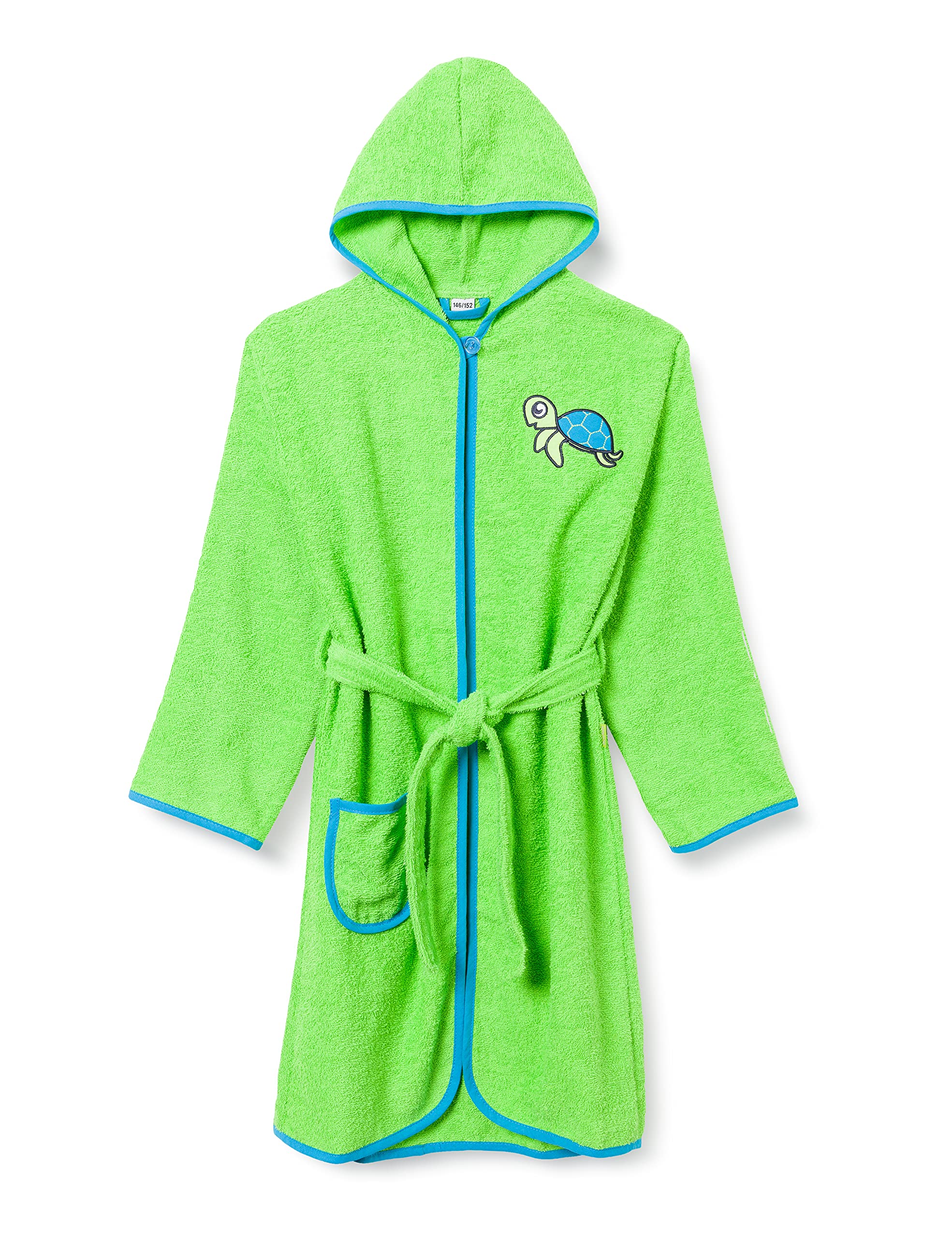 Playshoes Boy's Terry Bathrobe Turtle, Bathrobe, Green, 86-92