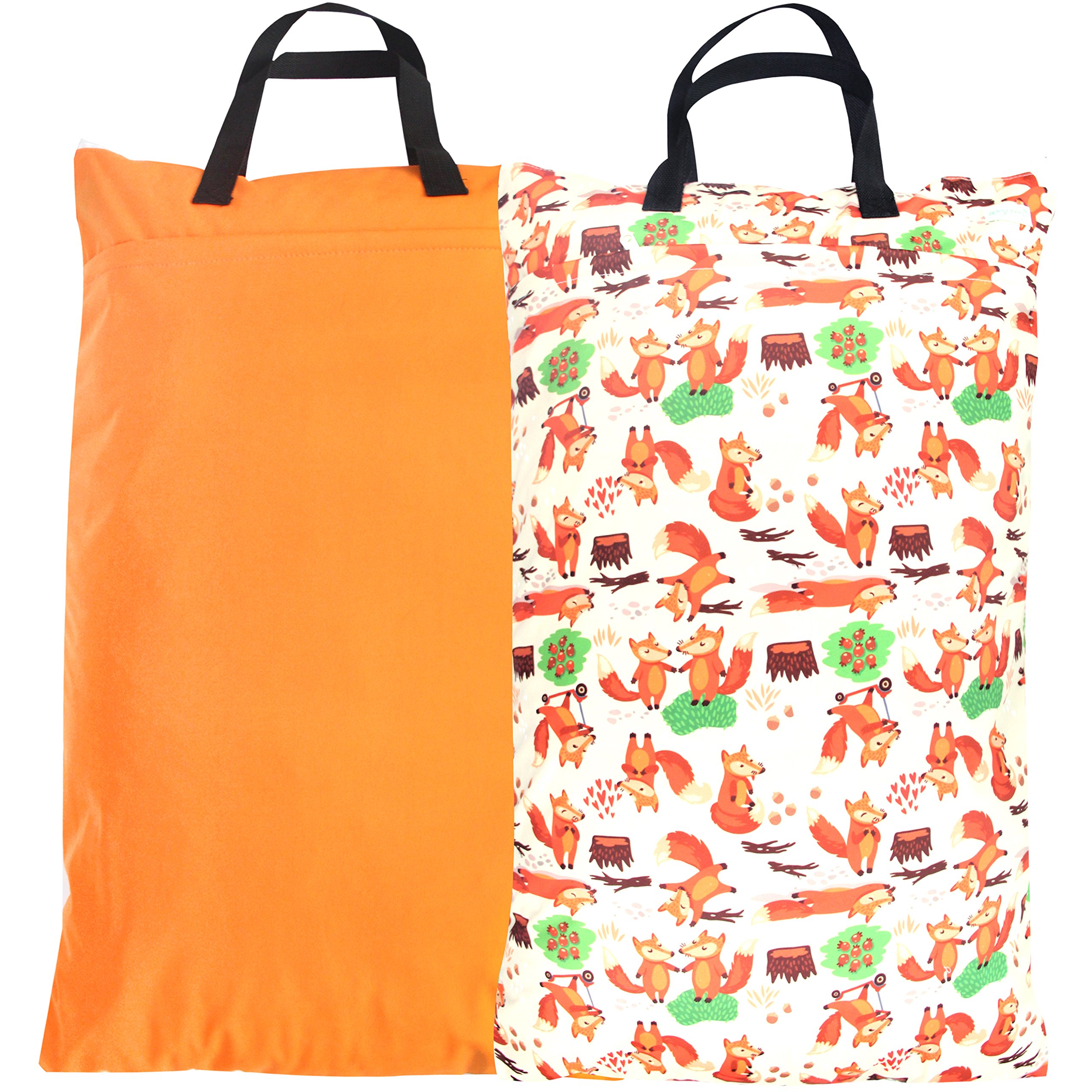 Photo 1 of wegreeco Reusable Hanging Wet Dry Cloth Diaper Bag (Orange, Fox)
