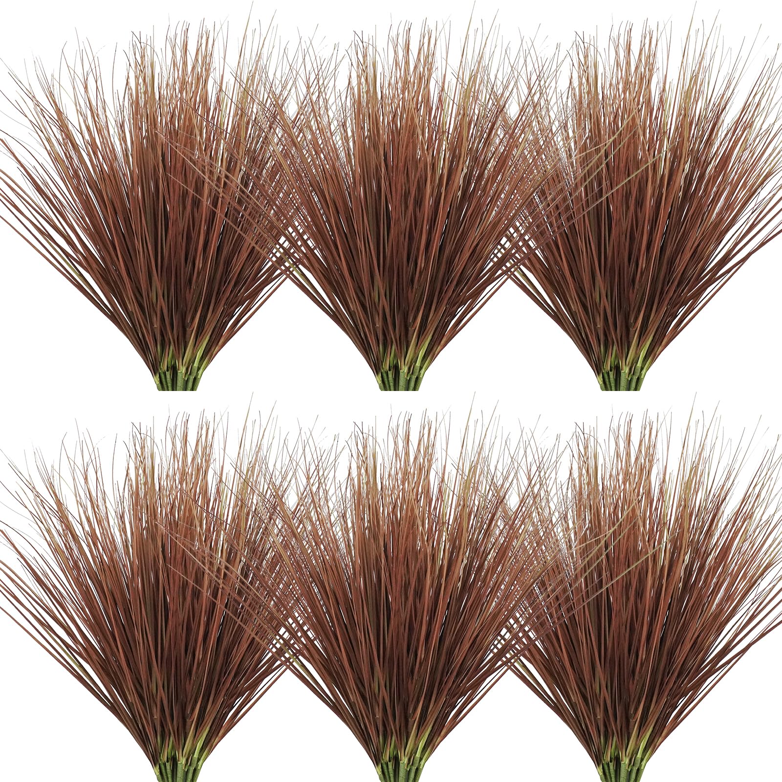 Photo 1 of Tepaler 20Pcs Artificial Onion Grass Fake UV Resistant Outdoor Shrubs Plants Flowers Greenery Stems Faux Wheat Grass for Garden Window Box Porch Decor Home Red