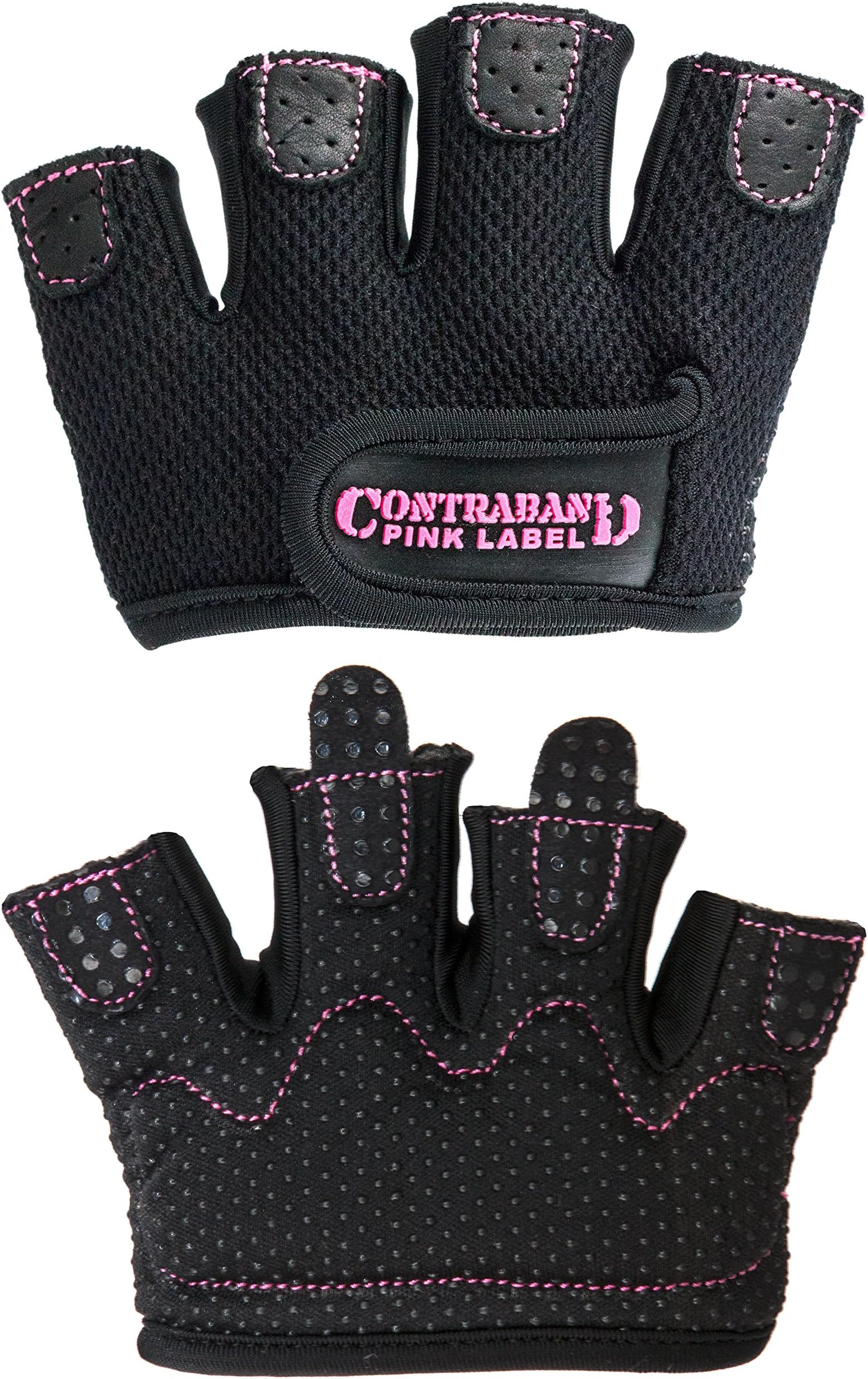 Contraband Pink Label 5537 Womens Micro Weight Lifting Gloves w/Grip-Lock Silicone Padding (Pair) - Minimalist Half Gloves - Apple Watch Friendly