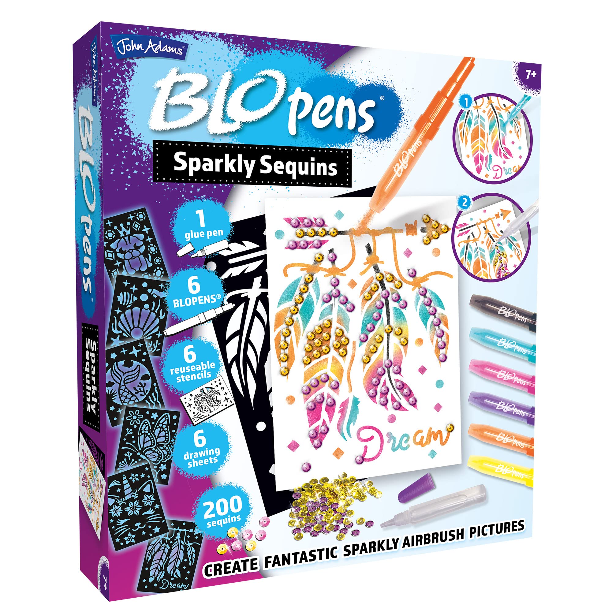 John Adams BLOPENS Sparkly Sequins Set: Create fantastic sparkly airbrush pictures! Arts & crafts Ages 7+ 11191