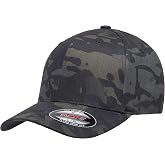 Flexfit 6 Panel Baseball Cap Multi-Cam 2 Patterns - L/XL, Black Multicam | 98% Cotton 2% PU Spandex, Mid Profile, Permacurv Visor, Black Undervisor