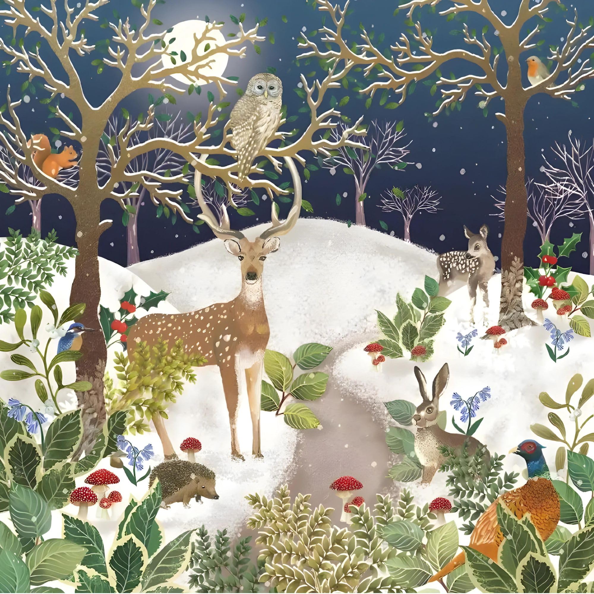 GBCC Charity Christmas Cards Pack of 10 - Charity Christmas Cards with Woodland Wildlife Scene - Eco-Friendly Xmas Cards Multipack with Envelopes