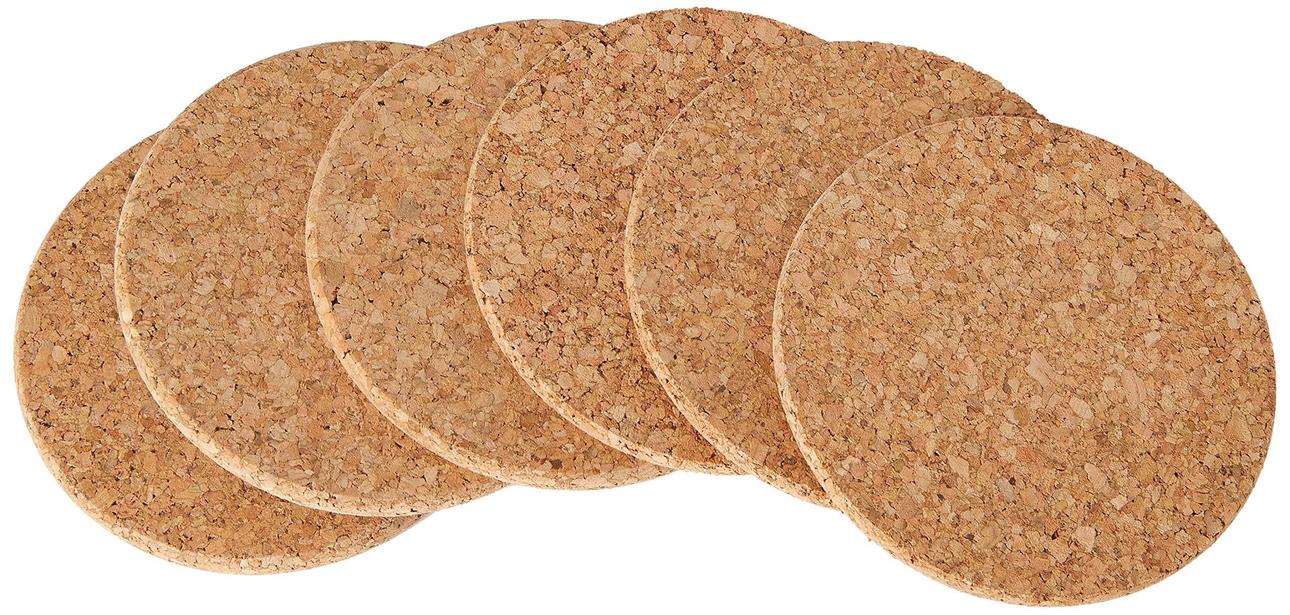 apollo THE HOUSEWARES BRAND - Set of 6 x Heat Resistant Cork Round Coasters - Protects From Drips Dents Hot Mugs - Non Slip - Easy Clean - Size 10cm
