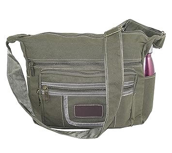 SEPAL Stylish Cotton Sling Cross Body Messenger College One Side Shoulder Bag For Men Women Olive