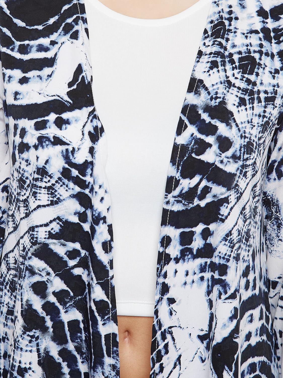 martini women blue white tie & dye plus size crepe shrug