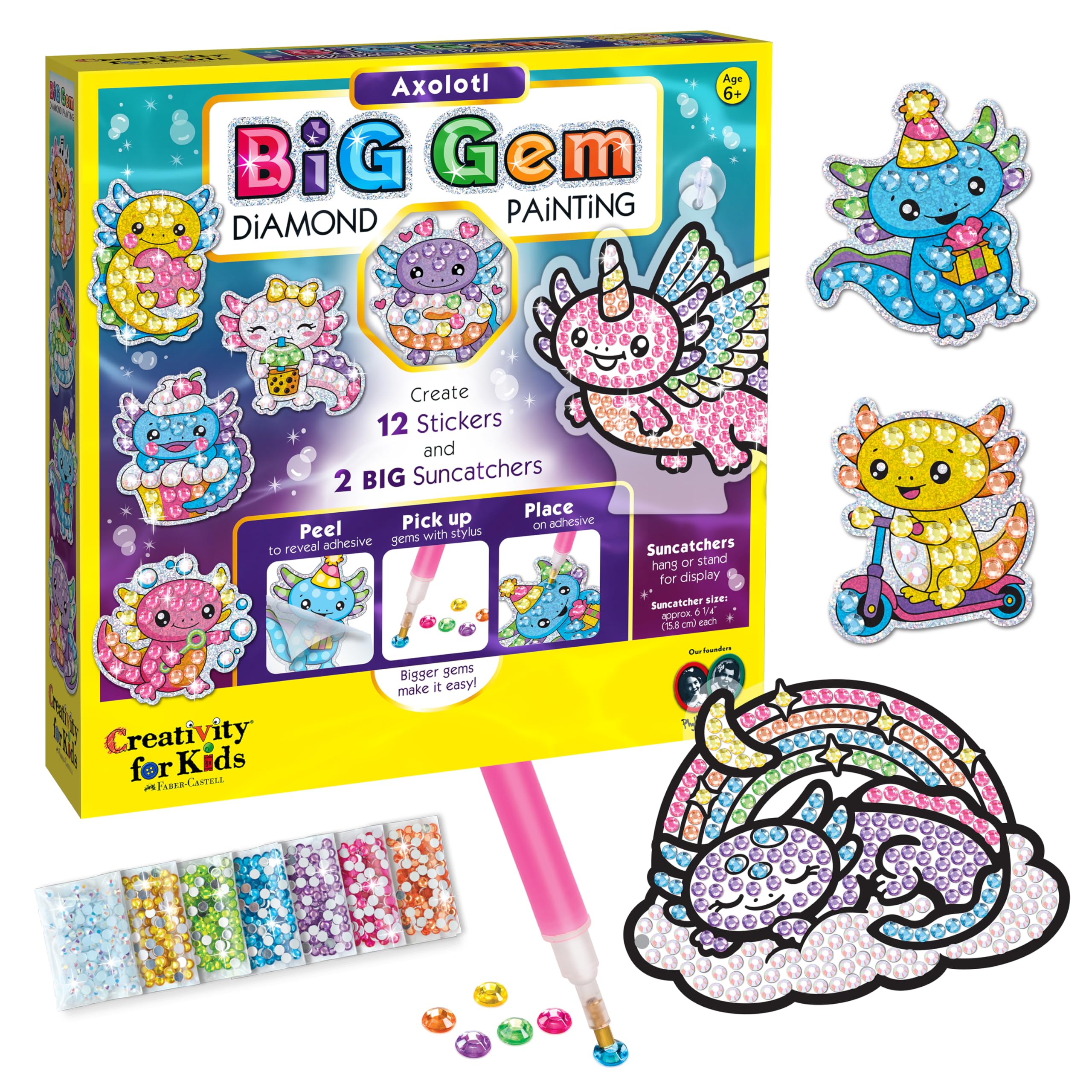 Photo 1 of Creativity for Kids Big Gem Diamond Painting Kit: Axolotl Stickers & Suncatcher Kit - Boys and Girls Art & Craft, Axolotl Toys and Gifts for Kids (Ages 6+)