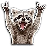 Rocking Funny Raccoon Sticker – 5" Cute Raccoon Decal for Car, Laptop, Bumper, Wall, or Window – Durable Waterproof Vinyl – Funny Animal Sticker – Made in USA – Great Gift
