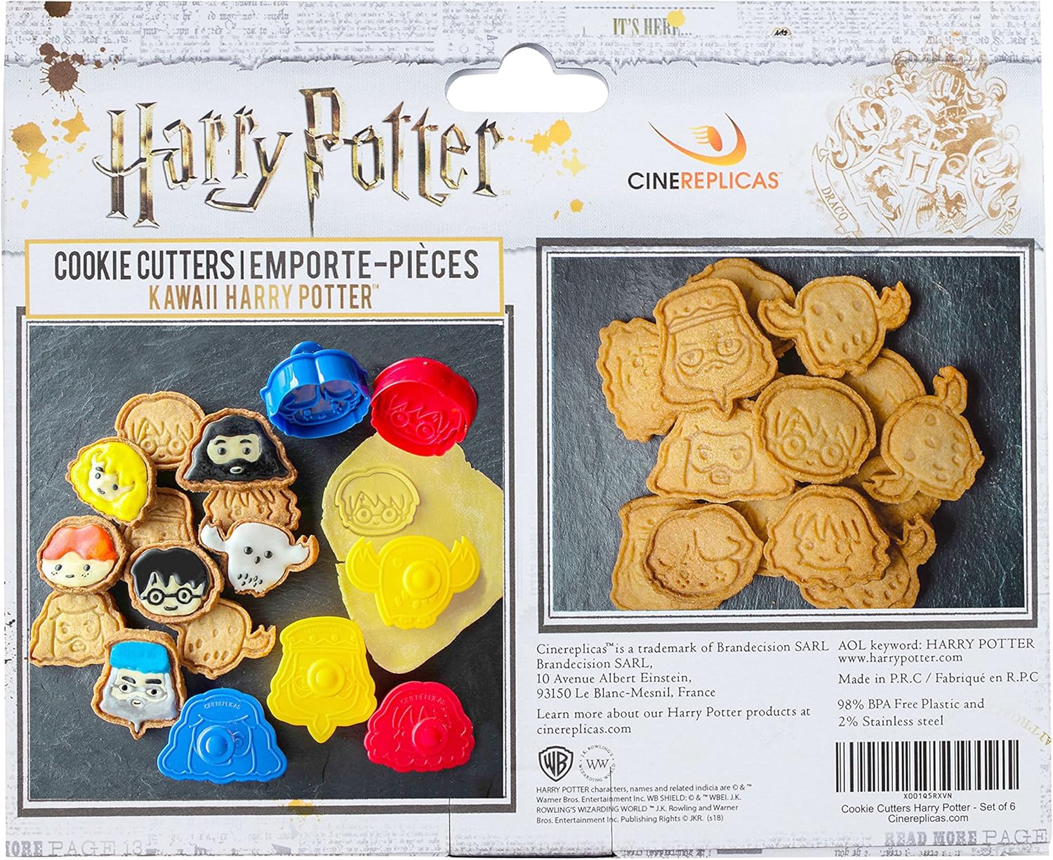 Cinereplicas Harry Potter Cookie Cutter Cookie Stamp 6 Pack Kawaii Kitchen Amazon Nl