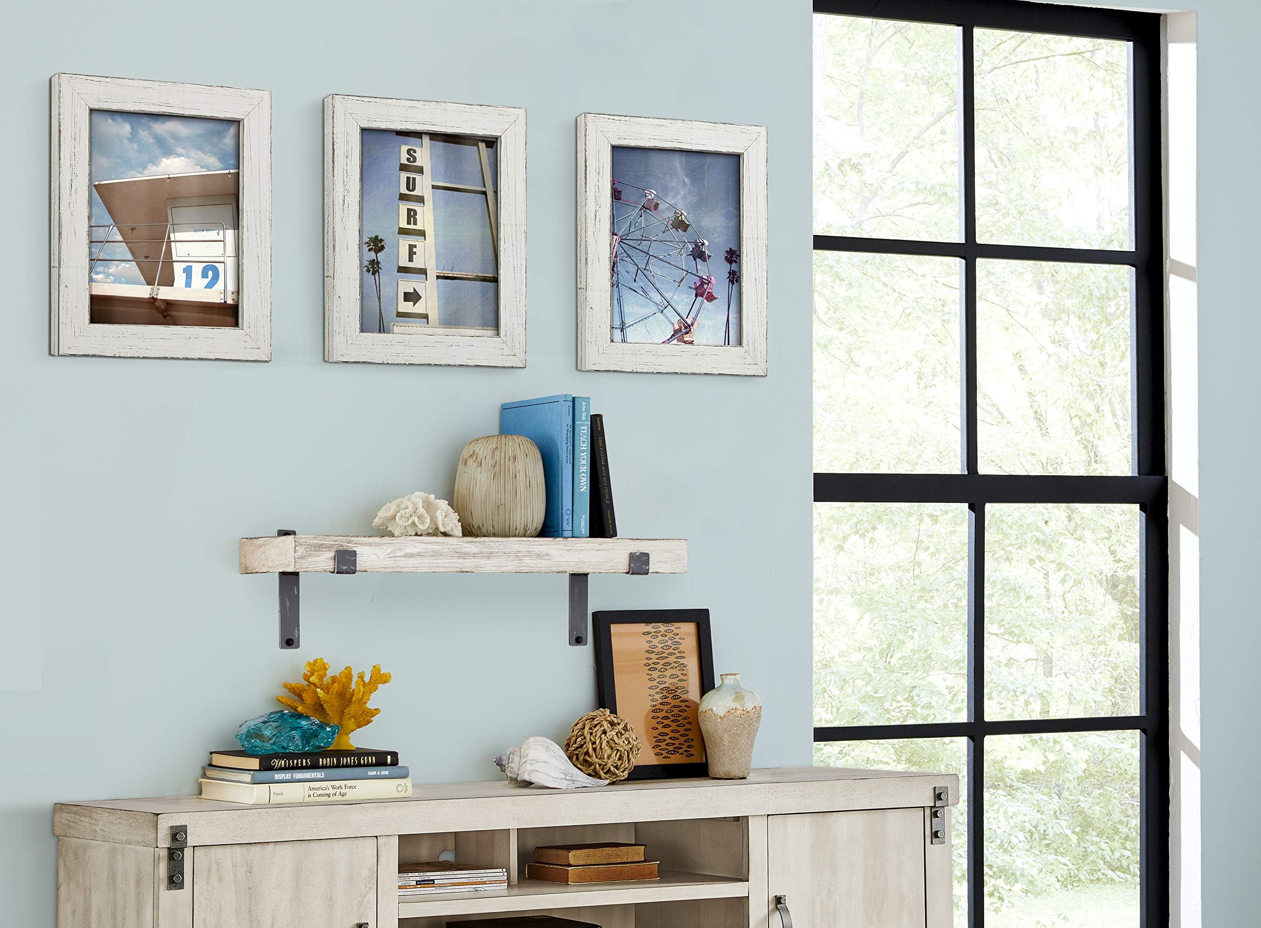 Martin Furniture WS30W Rustic Wall Shelf, 30", White