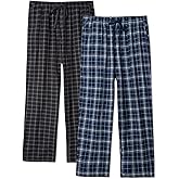 DAVID ARCHY Mens Flannel Pajama Pants Soft Cotton PJ Bottoms, Warm Plaid Lounge Sleep Pants with Pockets, Relaxed Fit 2-pack
