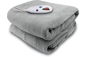 Biddeford Blankets Microplush Electric Heated Throw Blanket with Adjustable Heat Settings and Auto Shut-Off Timer, Machine Washable, Digital Controller, Throw, Grey