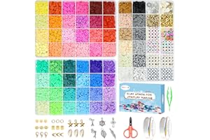 Redtwo 10000 Pcs Clay Beads Bracelet Making Kit, 3 Boxes 60 Colors Flat Preppy Beads for Friendship Bracelet Kit, Polymer Heishi Beads with Charms for Jewelry Making, Crafts Gifts for Teen Girls