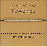 Tidefire Morse Code Bracelets for Women Men Secret Message Beads Silk Cord Bangle Friendship Bracelet with Meaning Card