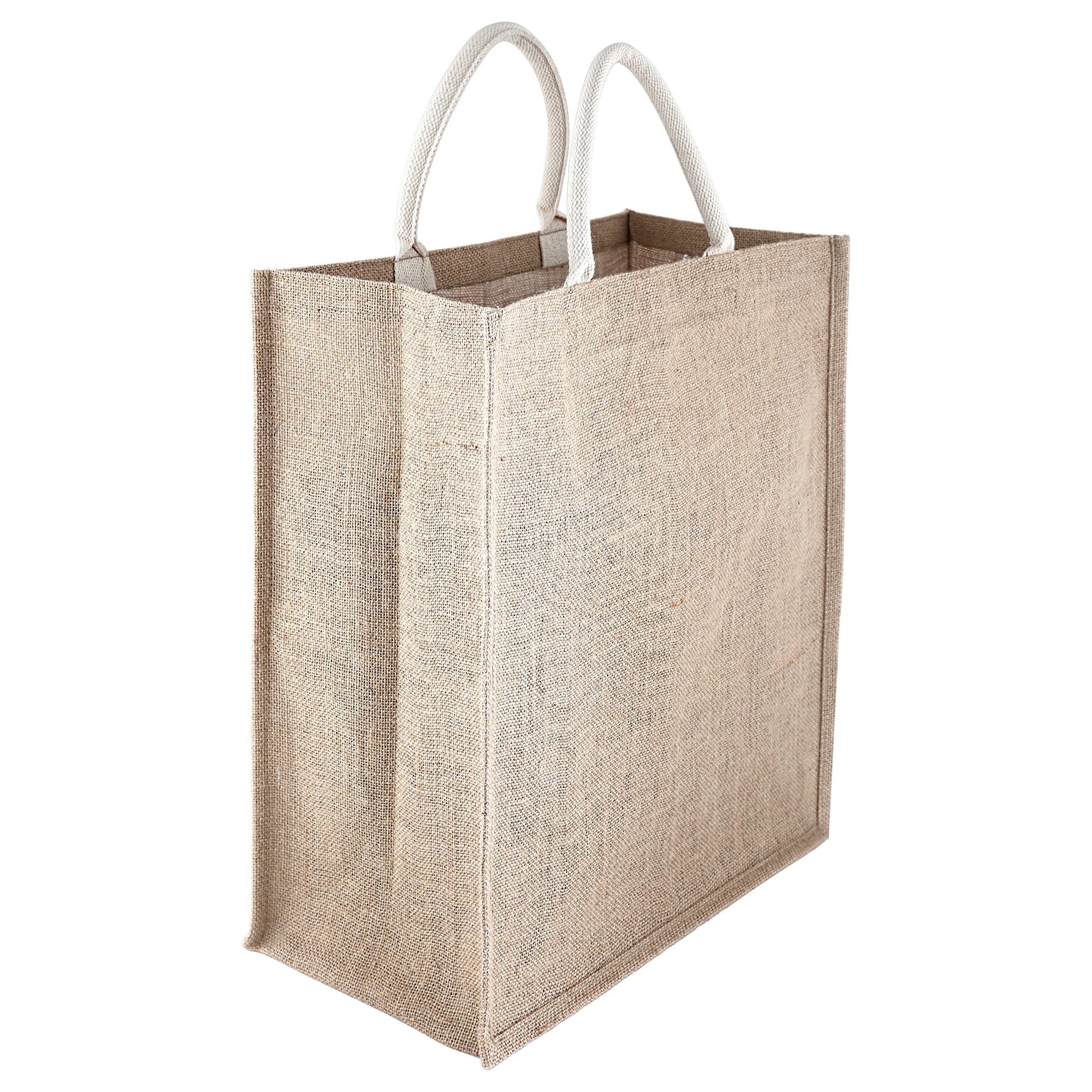 Large Jute Burlap Tote Bag With Cotton Webbed Handles 17h
