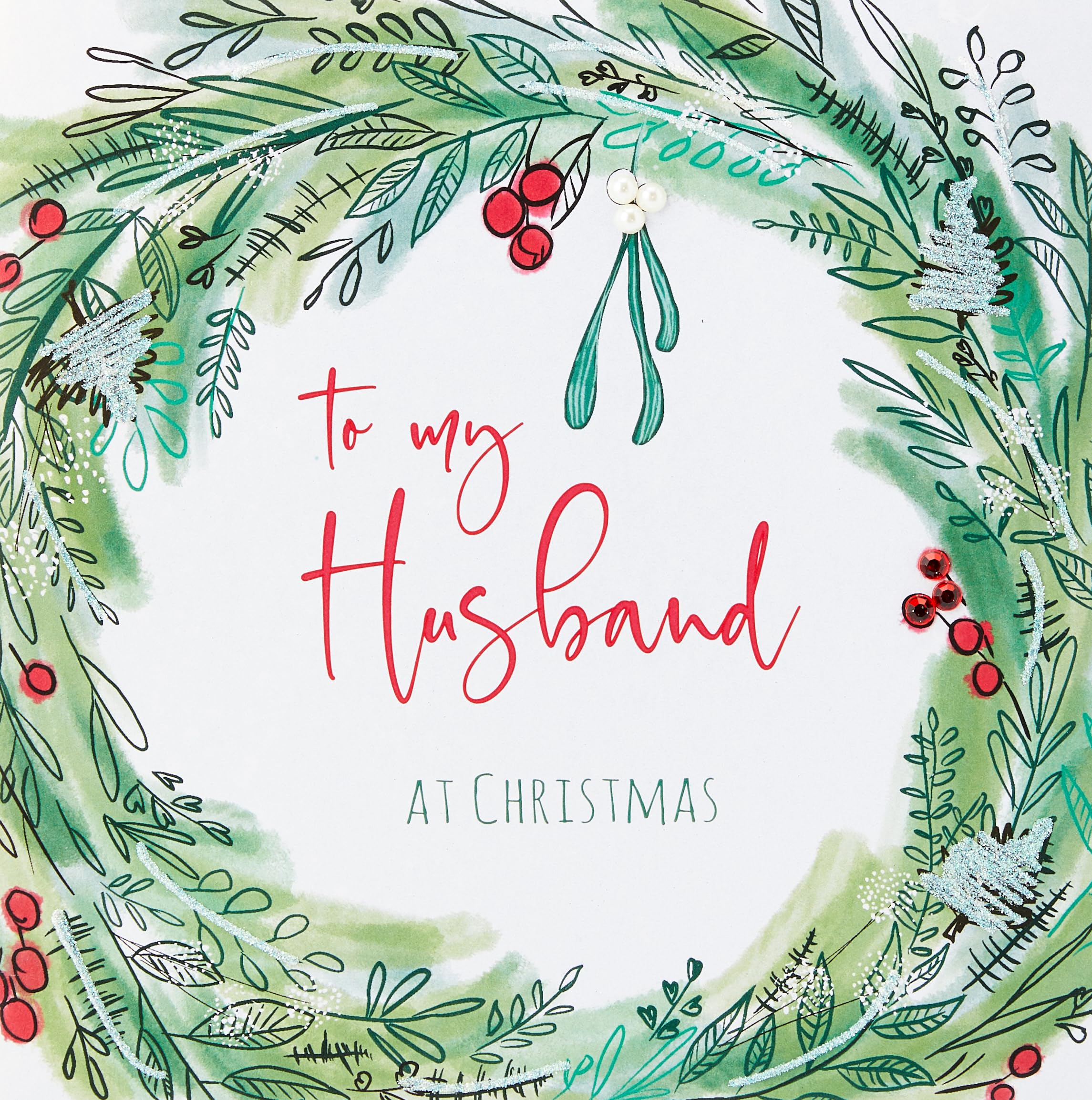 White Cotton Cards To My Husband, Handmade Large Christmas Card (Code xx14-112)