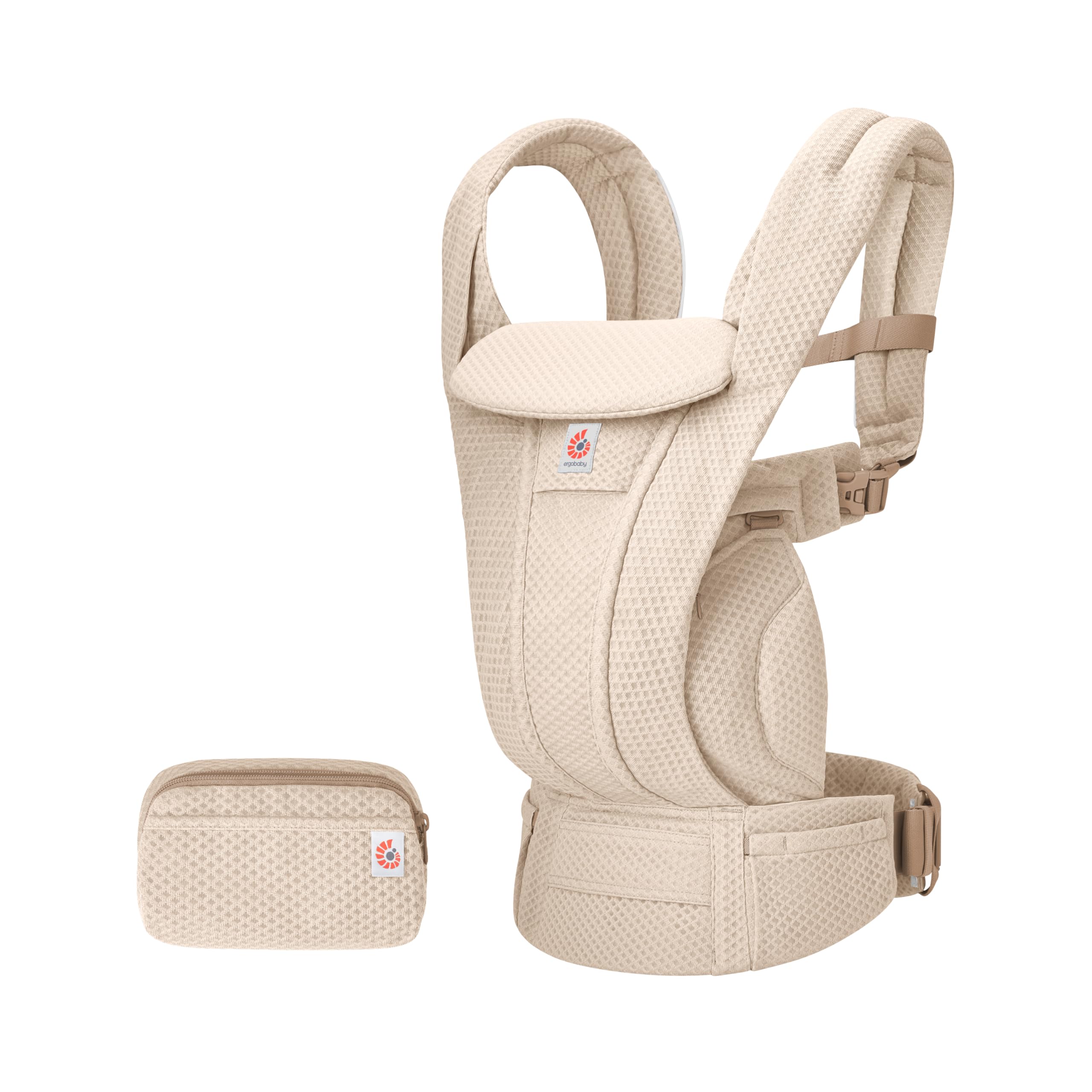 Ergobaby Omni Deluxe All-in-One Babytrage für Neugeborene ab Geburt bis 20kg, Ergonomische 4-Positionen Mesh Babytrage Rückentrage Baby-Tragetasche, Natural Beige