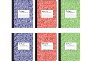 Oxford Composition Notebook 6 Pack, College Ruled Paper, 9-3/4 x 7-1/2 Inches, 100 Sheets, Assorted Marble Covers. 2 Each: Blue, Green, Red (63763)