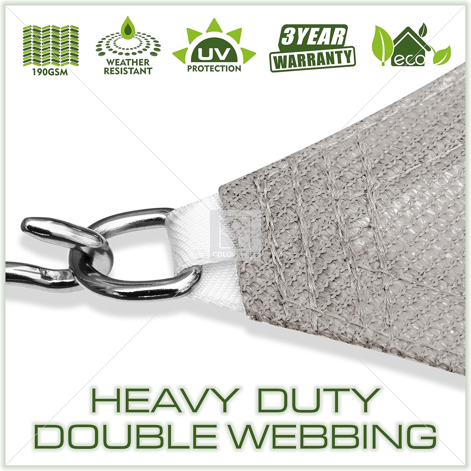 ColourTree 12' x 20' Grey Rectangle Sun Shade Sail Canopy Awning Fabric Cloth Screen - UV Block UV Resistant Heavy Duty Commercial Grade - Outdoor Patio Carport - (We Make Custom Size) : Garden & Outdoor