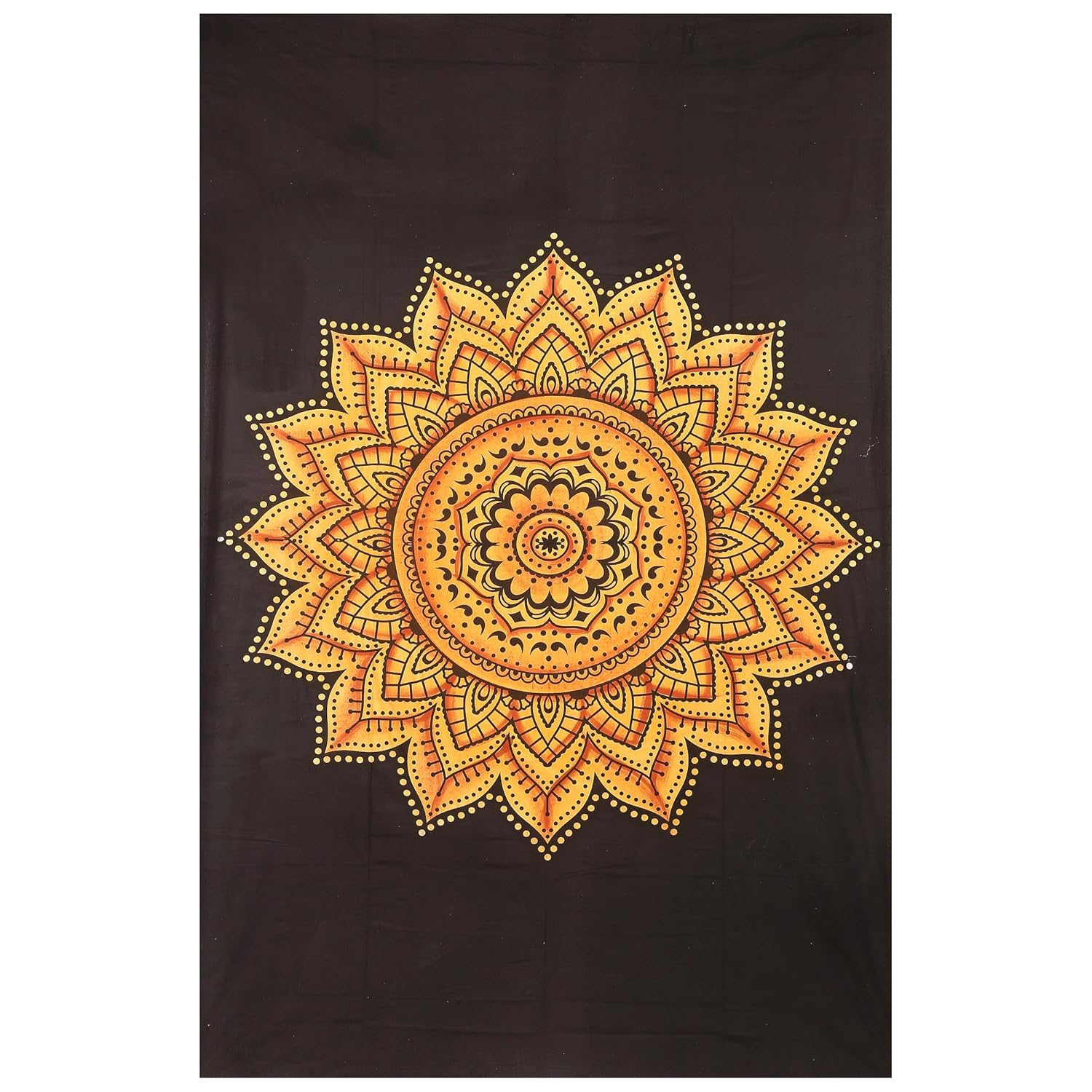 Tapestry Wall Hanging Mandala Black and Yellow Tapestries Cotton