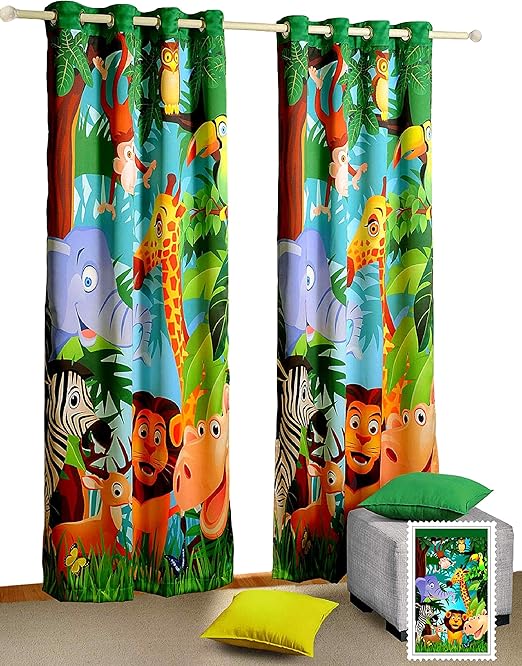 Amazon Com Jungle Animals Window Curtains Set Of 2 Curtain
