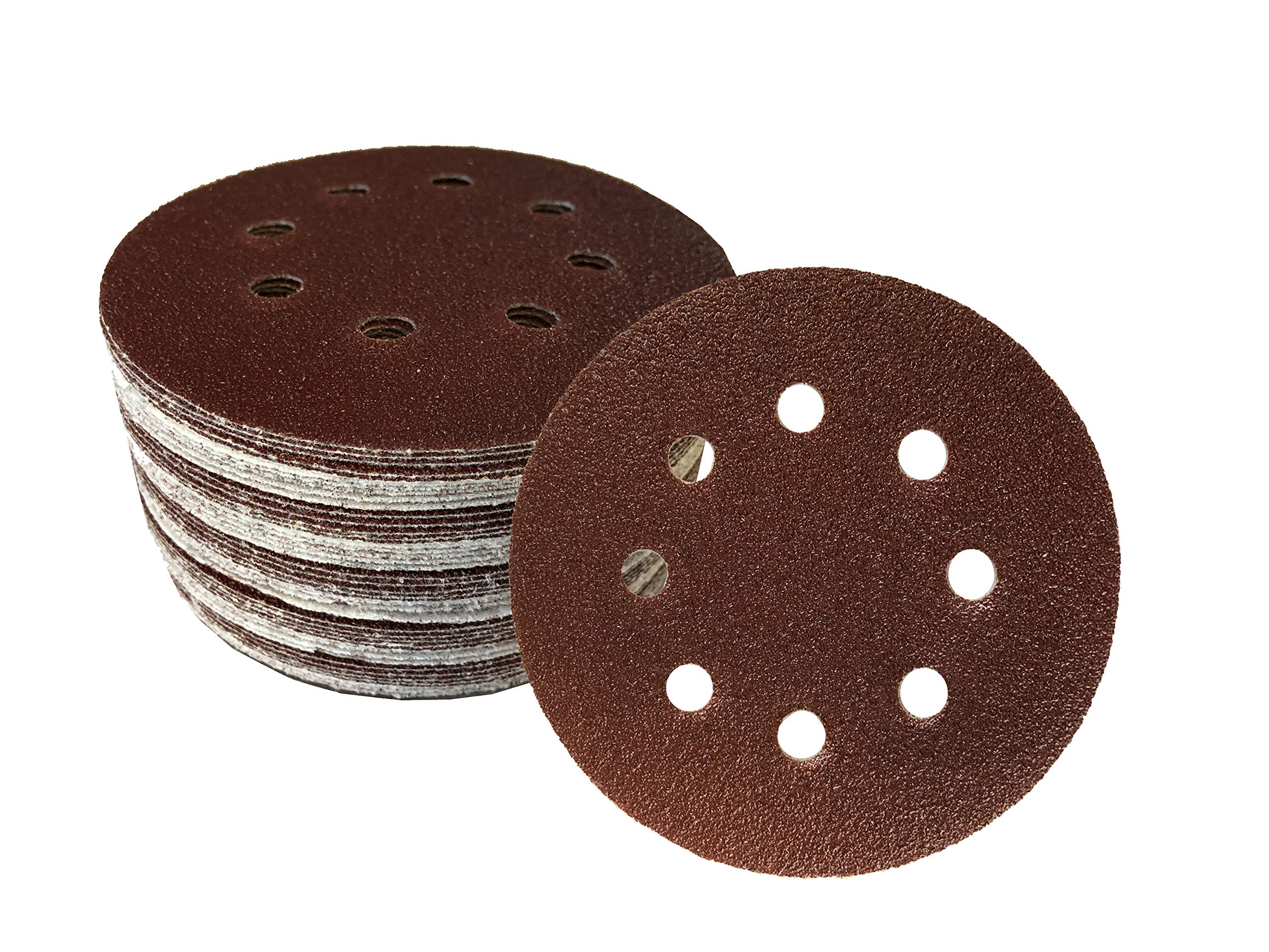 50 Velcro Sanding Discs, diameter: 125 mm, grit 100 for eccentric grinder, 8 Loc