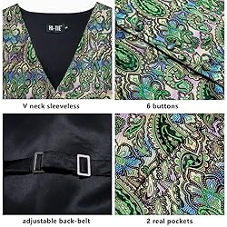 Hi-Tie Mens Suit Vest Bowtie Set Ties for Men V