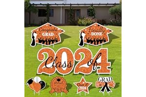 SAKAYO 2024 Graduation Yard Sign Stakes Decorations - Congrats Grad Class of 2024 Outdoor Lawn Decor - High School College Grad Graduation Party Decoration Supplies(Orange)