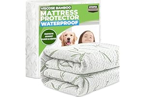 Utopia Bedding Waterproof Mattress Protector Queen Size, Viscose Made from Bamboo Mattress Cover 200 GSM, Fits 17 Inches Deep