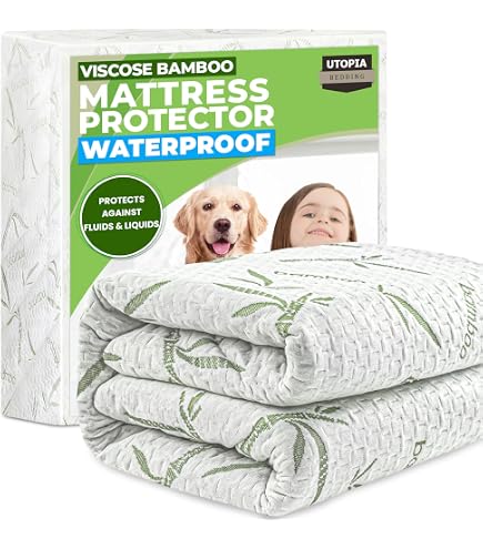 Protège-Matelas Imperméable à Rayures - Housse Complète Avec Fermeture Éclair, Super King Size Blanc