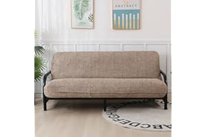 OctoRose Full Size 3 Side Zipper Upholstery Thick Linen Camel Futon Cover Sofa DayBed Mattress Slipcover Couch Protector (Linen-Camel, Full Size)