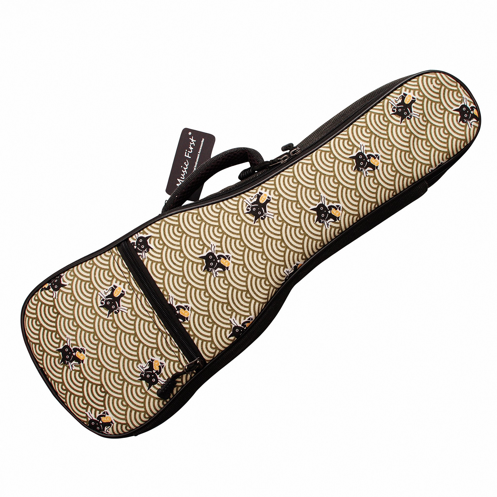 MUSIC FIRST Vintage Style Cotton Ukulele Case with Lucky Cat (Maneki Neko) WSDM051FortuneCat521 Cats Fortune, Fit for 21 inch Soprano Ukulele