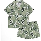 Disney Mickey Mouse Boys Button Down Shirt, T-Shirt &amp; Shorts Set