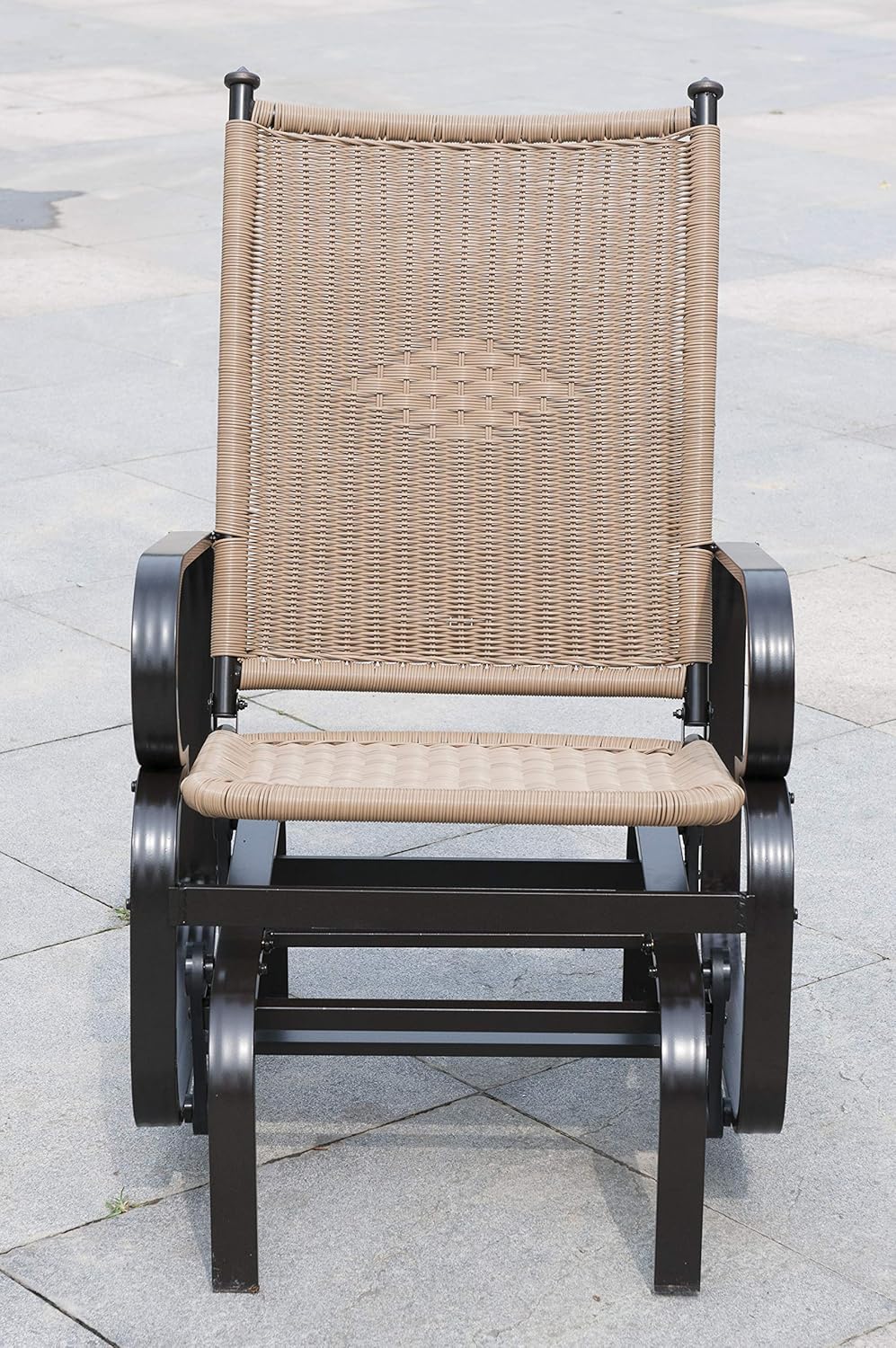 resin wicker outdoor gliders on Amazon Com Patiopost Outdoor Pe Wicker Glider Chair Superior Aluminum Frame Brown Tan For Garden Porch Yard Indoor Rocking Seating Tan Kitchen Dining